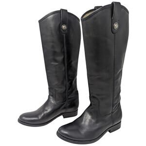Frye Black Tall Leather Knee High Boots Melissa Pull On 6